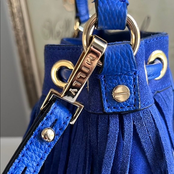 MILLY Blue Fringe Bucket Bag - Picture 3 of 14